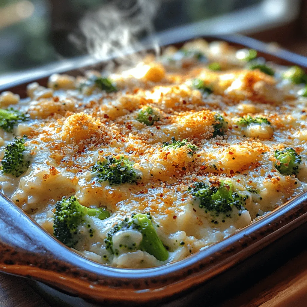 Cheesy Broccoli Rice Delight is more than just a comforting dish; it’s a celebration of flavors and textures that come together to create a meal everyone will love. This recipe is perfect for busy weeknights or as a hearty side dish for gatherings. The combination of tender brown rice, vibrant broccoli, and melty cheeses makes for a dish that not only pleases the palate but also nourishes the body. With its creamy consistency and cheesy goodness, this delightful recipe transforms simple ingredients into a wholesome comfort food that appeals to both kids and adults alike.