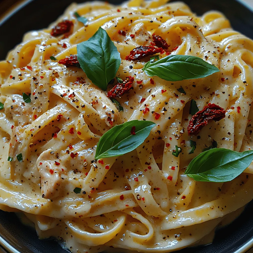When it comes to a delightful and comforting pasta dish, few recipes can rival the charm of Creamy Sun-Dried Tomato Chicken Pasta. This dish artfully combines the rich decadence of a creamy sauce with the tangy, slightly sweet flavor of sun-dried tomatoes, resulting in a meal that is not only satisfying but also visually appealing. Perfectly suited for both casual weeknight dinners and more refined gatherings, this pasta recipe is a versatile choice that will surely impress your family and friends.