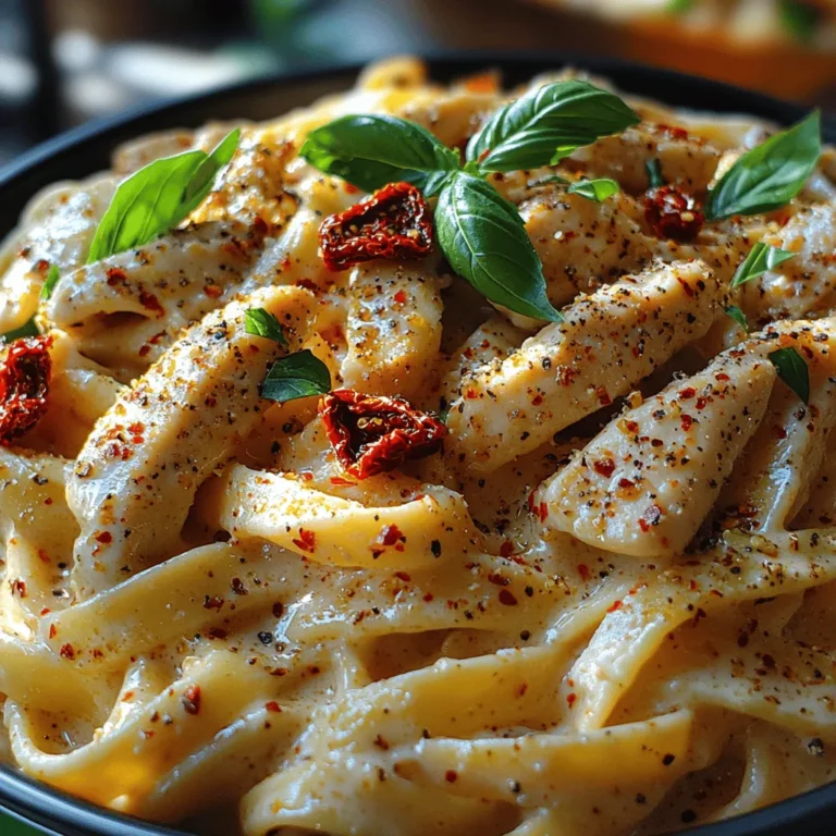 When it comes to a delightful and comforting pasta dish, few recipes can rival the charm of Creamy Sun-Dried Tomato Chicken Pasta. This dish artfully combines the rich decadence of a creamy sauce with the tangy, slightly sweet flavor of sun-dried tomatoes, resulting in a meal that is not only satisfying but also visually appealing. Perfectly suited for both casual weeknight dinners and more refined gatherings, this pasta recipe is a versatile choice that will surely impress your family and friends.