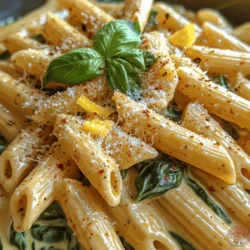 In the world of culinary delights, few dishes encapsulate the essence of comfort food quite like Creamy Garlic Spinach Penne. This recipe offers a harmonious blend of flavors and textures that cater to both the palate and the heart, making it a favorite among home cooks and food enthusiasts alike. With its creamy sauce enveloping perfectly cooked penne pasta and vibrant, fresh spinach, this dish not only satisfies hunger but also elevates a simple meal into a delightful dining experience.