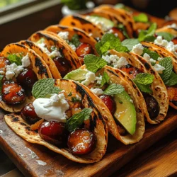 In the realm of innovative cuisine, Grilled Cherry Tacos stand out as a delightful fusion of sweet and savory flavors, offering an exciting twist on traditional tacos. This dish combines the luscious sweetness of fresh cherries with the creamy tang of feta cheese and the vibrant freshness of mint, creating a culinary experience that is both refreshing and satisfying. Perfect for summer gatherings or casual weeknight dinners, Grilled Cherry Tacos are not only a feast for the palate but also a visual delight that is sure to impress your guests.