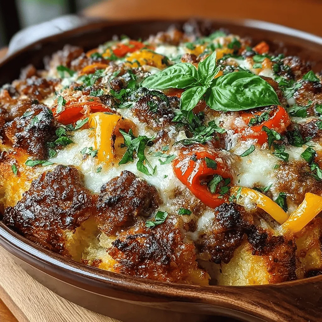 When it comes to comforting dishes that evoke a sense of home, few can compete with the classic flavors found in a pizza bake. The Fiery Sausage and Peppers Pizza Bake is a delightful twist on traditional pizza, combining spicy Italian sausage, vibrant bell peppers, and a melty layer of gooey cheese—all baked to perfection. This dish not only satisfies the craving for pizza but also brings a warm, inviting aroma into your kitchen, making it an ideal meal for family gatherings or cozy nights in.