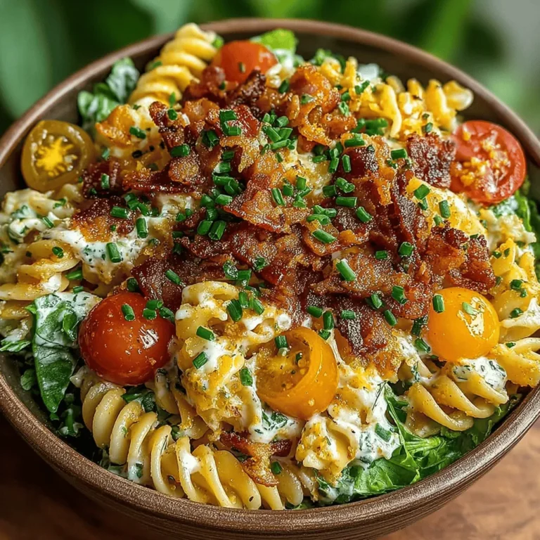 Once you have mixed your delicious BLT Pasta Salad, the next crucial step is chilling it. Chilling the salad enhances the flavors and improves the overall texture, allowing the ingredients to meld beautifully. When served cold, the creamy dressing thickens slightly, coating the pasta and vegetables more effectively, creating a delightful eating experience.