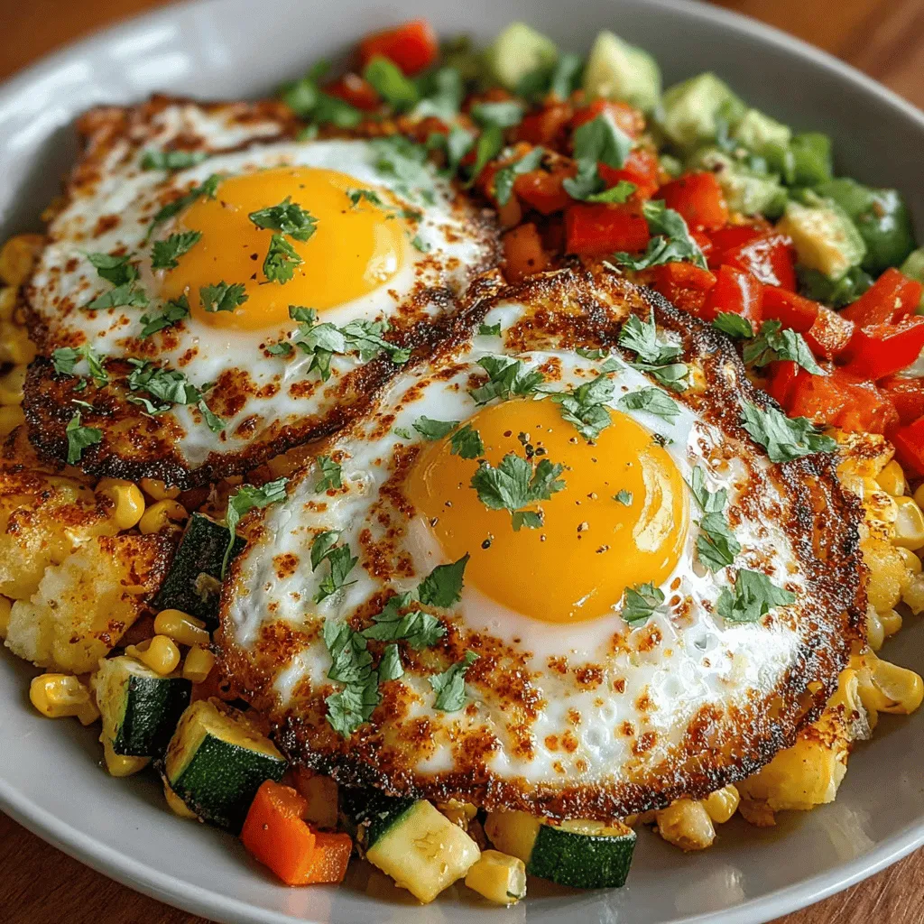 Sunshine Corn & Zucchini Hash is a delightful and colorful dish that brings the essence of summer to your table, regardless of the season. With the sweet crunch of corn, the tender bite of zucchini, and the aromatic undertones of garlic and onion, this dish is as pleasing to the eye as it is to the palate. The vibrant hues of yellow, green, and red create a visually appealing presentation, making it an ideal choice for breakfast, brunch, or as a lively side dish for dinner.