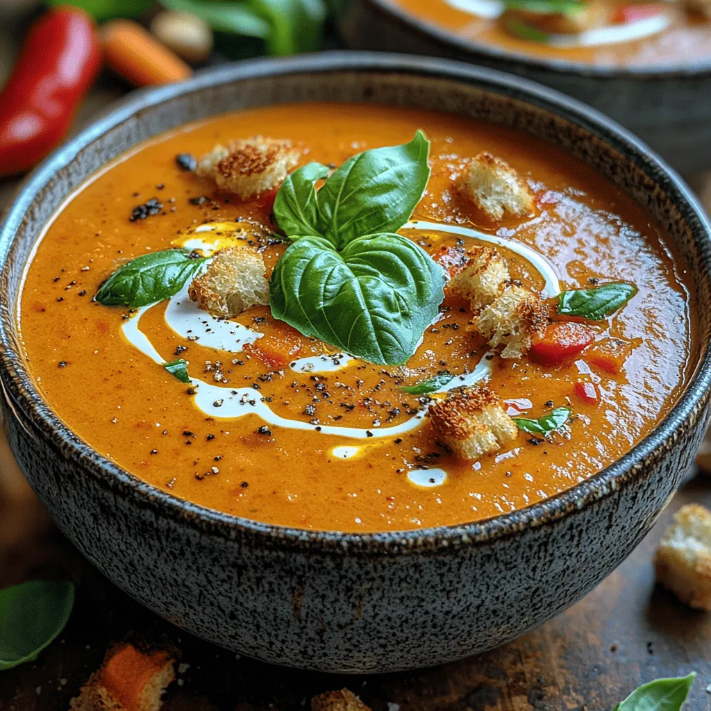 When it comes to comfort food, few dishes evoke warmth and satisfaction quite like a bowl of Silky Roasted Red Pepper Soup. This vibrant and flavorful soup not only warms the soul but also tantalizes the taste buds with its rich, creamy texture and the sweet, smoky essence of roasted red peppers. Whether you're seeking a cozy meal on a chilly evening or a light yet hearty appetizer for a gathering, this soup is an excellent choice that caters to a variety of occasions.