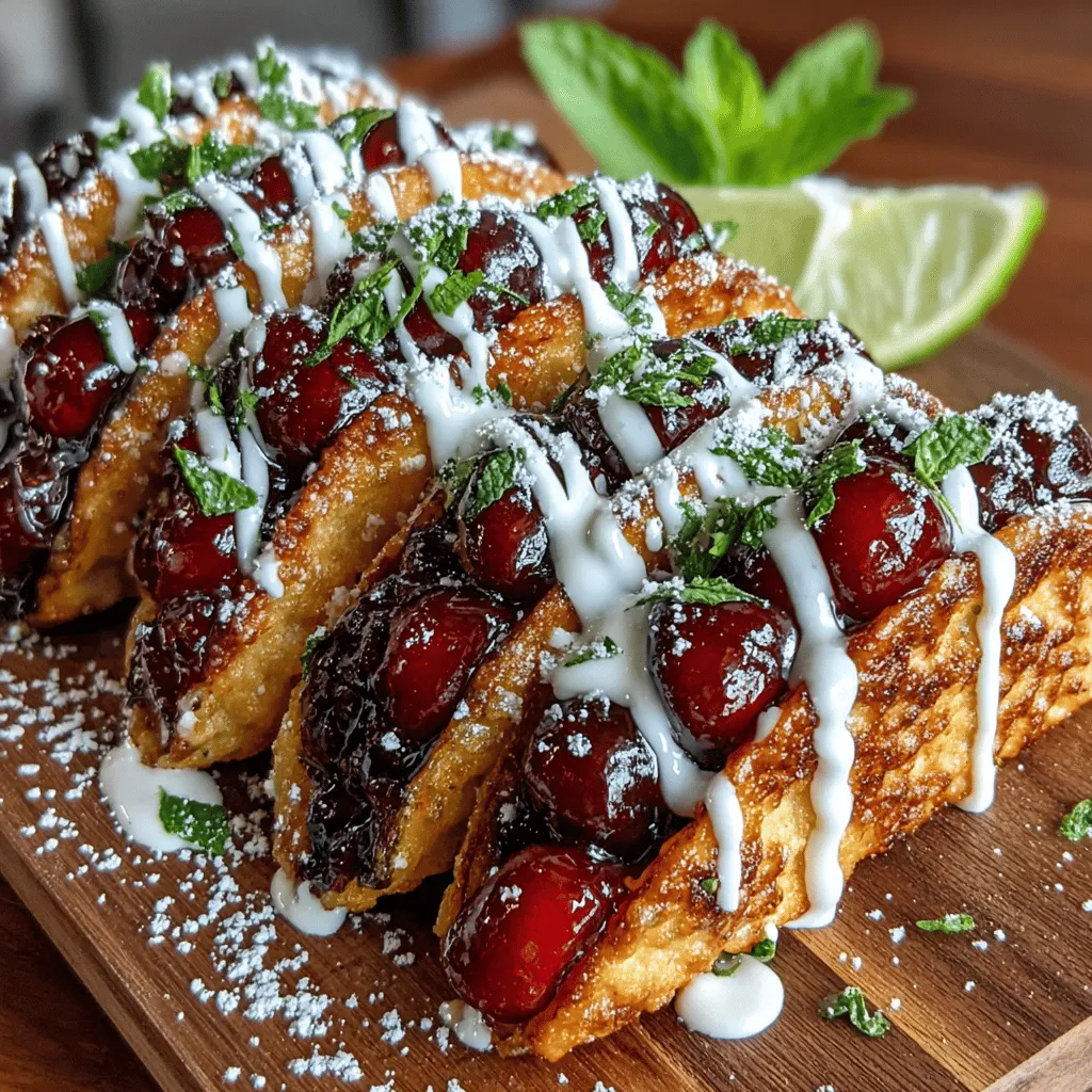 If you’re on the lookout for an innovative dessert that delights the senses, look no further than Cherry Bliss Tacos. This unique recipe marries the freshness of ripe cherries with a creamy coconut sauce, all tucked within warm tortillas, creating a blissful combination of flavors and textures. The beauty of Cherry Bliss Tacos lies not only in their vibrant presentation but also in their ease of preparation, making them a perfect dessert for both casual gatherings and special occasions.