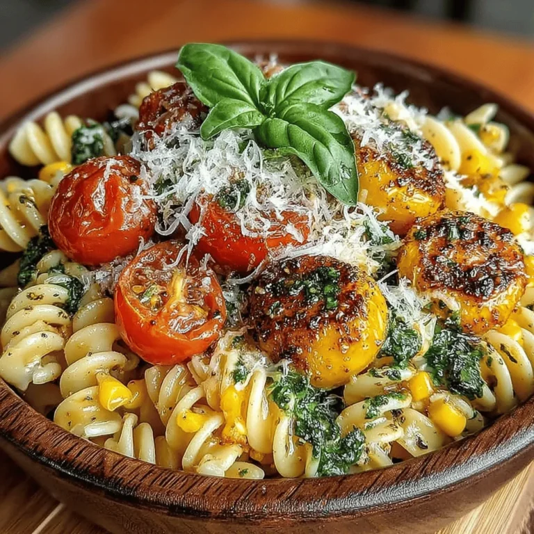 Creamy Corn & Tomato Pasta is a delightful dish that combines the sweetness of corn and cherry tomatoes with the richness of cream, creating a comforting meal that appeals to both the palate and the eye. This recipe stands out not only for its creamy texture but also for its vibrant colors, making it a feast for the senses. Whether you're preparing a weeknight dinner or hosting a special gathering, this pasta dish is versatile enough to impress guests while being simple enough for everyday cooking.