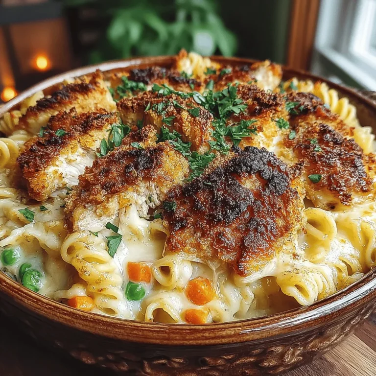 To create this mouthwatering Cheesy Chicken Pot Pie Pasta, you'll need an array of ingredients that balance flavor, texture, and comfort. Here’s what you'll need: