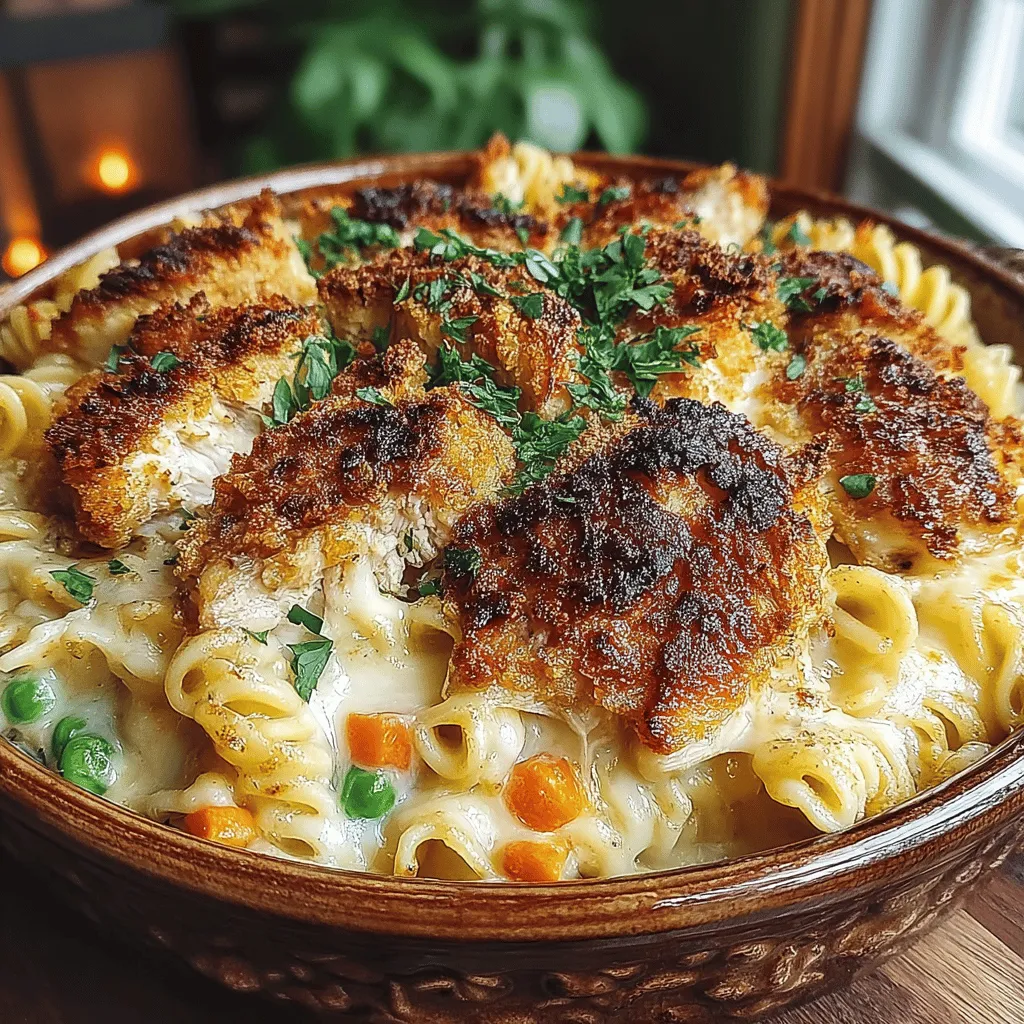 To create this mouthwatering Cheesy Chicken Pot Pie Pasta, you'll need an array of ingredients that balance flavor, texture, and comfort. Here’s what you'll need: