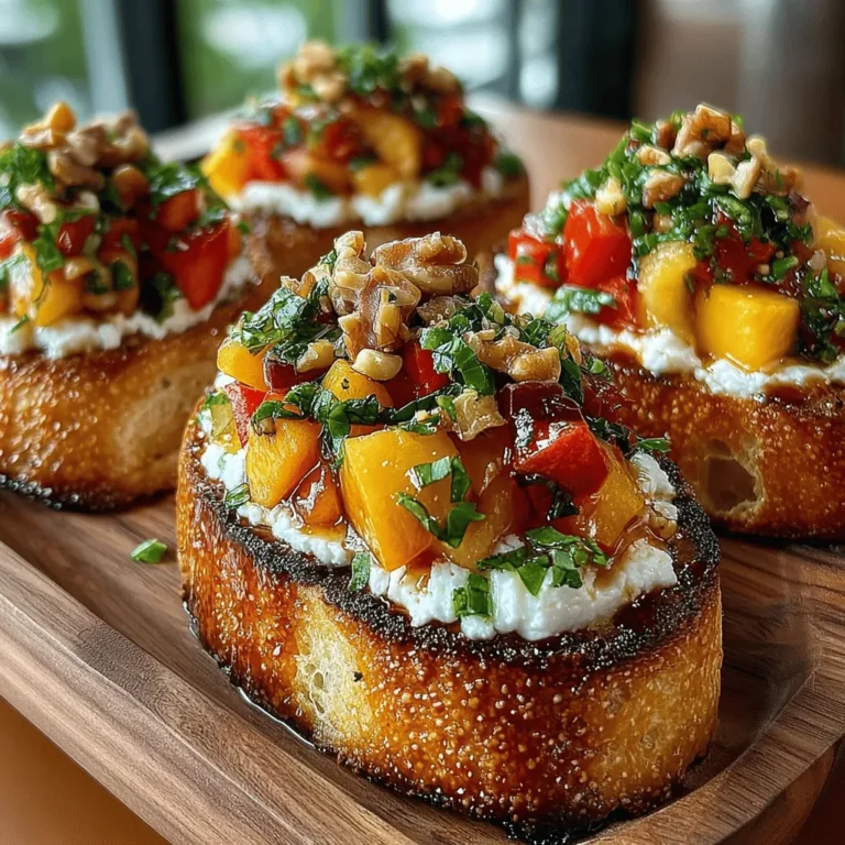 As the warm sun of summer graces us with its presence, it’s the perfect opportunity to indulge in vibrant flavors that celebrate the season. Our Peachy Basil Delight Crostini is a refreshing appetizer that embodies the essence of summer, combining the juicy sweetness of ripe peaches with the aromatic freshness of basil and the creamy richness of goat cheese. Each bite is a delightful balance of textures and flavors, served on a crunchy slice of baguette that serves as the perfect canvas for this culinary masterpiece.
