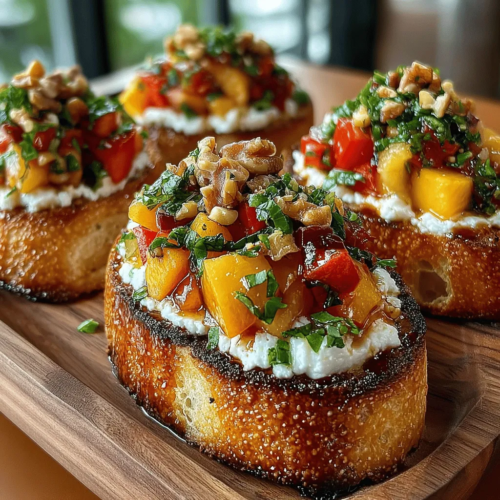As the warm sun of summer graces us with its presence, it’s the perfect opportunity to indulge in vibrant flavors that celebrate the season. Our Peachy Basil Delight Crostini is a refreshing appetizer that embodies the essence of summer, combining the juicy sweetness of ripe peaches with the aromatic freshness of basil and the creamy richness of goat cheese. Each bite is a delightful balance of textures and flavors, served on a crunchy slice of baguette that serves as the perfect canvas for this culinary masterpiece.