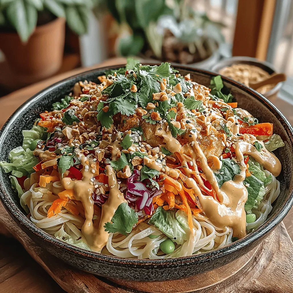 The Peanut Noodle Crunch Bowl is a delightful culinary creation that brings together a medley of flavors, textures, and vibrant colors in one satisfying dish. This bowl is more than just a meal; it's a celebration of fresh ingredients and wholesome nutrition. The combination of tender rice noodles, a creamy and flavorful peanut sauce, and a variety of crunchy vegetables makes this dish not only visually appealing but also a feast for the palate. Whether you’re seeking a quick weeknight dinner or a dish to impress at your next gathering, the Peanut Noodle Crunch Bowl fits the bill perfectly.