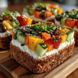 The foundation of any great pizza is its crust, and for our Crisp & Colorful Cold Veggie Pizza Squares, using a sturdy flatbread is crucial. A robust base not only supports the toppings but also adds texture and flavor. Opt for whole-grain pita bread, lavash, or a thick tortilla to ensure your veggie pizza squares hold up under the weight of the toppings. These options provide a delightful crunch that contrasts beautifully with the creamy spread and fresh vegetables. When selecting your flatbread, look for one that is both flavorful and has a good thickness to prevent becoming soggy once the spread is applied.