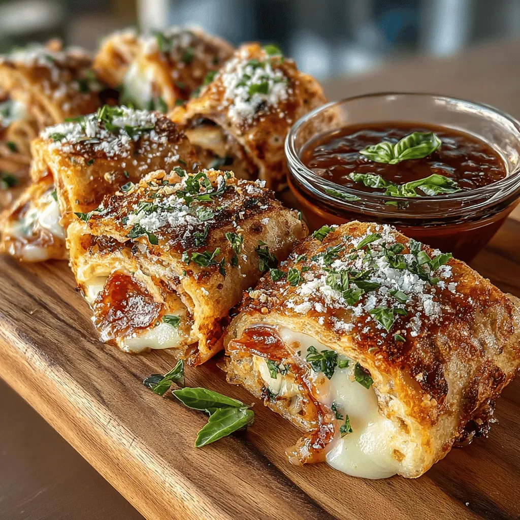 <strong>Introduction</strong>” /></p>
</p>
<h2>Chilling and Slicing</h2>
</p>
<p>Once you’ve rolled and secured your cheesy pizza wrap bites, the next crucial step is chilling. This process not only firms up the wraps, making them easier to slice but also helps the flavors meld together beautifully. By chilling the wraps in the refrigerator for about 30 minutes, the cheese sets slightly, and the ingredients have a chance to blend, enhancing the overall taste experience.</p>
</p>
<h3>Tips for Slicing the Wraps</h3>
</p>
<p>When it comes to slicing your chilled pizza wrap bites, uniformity is key. Here are some tips to achieve perfect, bite-sized pieces:</p>
</p>
<p>1. <strong>Use a Sharp Knife</strong>: A sharp chef’s knife will create clean cuts without squishing the wraps. A dull knife can compress the ingredients, making for an unappealing presentation.</p>
</p>
<p>2. <strong>Cut with a Steady Hand</strong>: Start by cutting the wraps in half diagonally, creating two triangles. Then, cut each triangle into smaller sections, aiming for bite-sized pieces of about 1-2 inches. This size is perfect for snacking.</p>
</p>
<p>3. <strong>Use a Pizza Cutter</strong>: If you have a pizza cutter on hand, this can be an excellent tool for slicing through the wraps quickly and evenly.</p>
</p>
<h3>Arranging the Bites for Presentation</h3>
</p>
<p>Presentation is everything, especially when serving snacks. Here’s how to arrange your cheesy pizza wrap bites to wow your guests:</p>
</p>
<p>– <strong>Platter Selection</strong>: Choose a large, colorful platter that complements the food. A white or wooden board can highlight the vibrant colors of the wraps.</p>
</p>
<p>– <strong>Layering</strong>: Stack the bites in a staggered pattern, creating height and visual interest. You can alternate between upright and lying down pieces to add dimension.</p>
</p>
<p>– <strong>Garnishing</strong>: For an extra touch, sprinkle some finely chopped herbs or edible flowers around the platter. Fresh basil or parsley not only enhances the look but also adds a fresh aroma that tantalizes the senses.</p>
</p>
<h2>Serving Suggestions</h2>
</p>
<p>While pizza sauce is a classic dipping choice, consider branching out with these delightful alternatives:</p>
</p>
<p>– <strong>Garlic Ranch Dressing</strong>: The creamy, garlicky flavor perfectly complements the cheesy wraps and provides a nice contrast to the savory filling.</p>
</p>
<p>– <strong>Spicy Marinara</strong>: If you love a kick, opt for a spicy marinara sauce. The heat will elevate the taste and add an exciting twist.</p>
</p>
<p>– <strong>Creamy Avocado Dip</strong>: Blend ripe avocados with lime juice, garlic, and cilantro for a fresh and creamy dip that pairs wonderfully with the wraps.</p>
</p>
<h3>Garnishing for Added Flavor</h3>
</p>
<p>Garnishing can transform your dish from simple to sensational. A few ideas include:</p>
</p>
<p>– <strong>Fresh Herbs</strong>: Add a sprinkle of fresh basil, oregano, or parsley on top of the bites. This not only adds a pop of color but also enhances the flavor profile of the wraps.</p>
</p>
<p>– <strong>Grated Parmesan</strong>: A light dusting of grated Parmesan just before serving can add a rich, salty flavor that complements the gooey cheese inside.</p>
</p>
<h3>Beverage Pairings</h3>
</p>
<p>To create a well-rounded snacking experience, consider pairing your cheesy pizza wrap bites with refreshing beverages:</p>
</p>
<p>– <strong>Sparkling Water with Lemon</strong>: This light and refreshing drink will cleanse your palate between bites.</p>
</p>
<p>– <strong>Craft Beer</strong>: If you enjoy beer, a crisp lager or a hoppy IPA can complement the savory flavors wonderfully.</p>
</p>
<p>– <strong>Iced Tea</strong>: A sweetened or unsweetened iced tea can provide a refreshing contrast to the rich flavors of the wraps.</p>
</p>
<h2>Nutritional Information</h2>
</p>
<p>These cheesy pizza wrap bites are not only delicious but can also be a nutritious choice depending on your ingredient selections. Here’s a brief overview of the nutritional benefits:</p>
</p>
<p>– <strong>Whole Wheat Tortillas</strong>: Utilizing whole wheat tortillas adds fiber and essential nutrients, making your snack more filling and satisfying.</p>
</p>
<p>– <strong>Cheese</strong>: While cheese is a good source of calcium and protein, you can opt for reduced-fat cheese varieties to cut back on calories and fat if desired.</p>
</p>
<p>– <strong>Vegetable Fillings</strong>: Adding veggies, such as bell peppers, spinach, or mushrooms, boosts the nutritional content by increasing fiber, vitamins, and minerals.</p>
</p>
<h3>Modifying for Dietary Preferences</h3>
</p>
<p>One of the most appealing aspects of this recipe is its flexibility. If you’re catering to different dietary needs, consider these modifications:</p>
</p>
<p>– <strong>Gluten-Free Options</strong>: Substitute regular tortillas with gluten-free varieties made from rice or corn.</p>
</p>
<p>– <strong>Vegan Cheese</strong>: If you’re vegan, you can use plant-based cheese alternatives that melt well, ensuring everyone can enjoy this snack.</p>
</p>
<p>– <strong>Health-Conscious Versions</strong>: For a lighter option, use low-calorie tortillas and reduce the amount of cheese, or incorporate protein-rich fillings like shredded chicken or turkey.</p>
</p>
<h2>Perfect Occasions for Cheesy Pizza Wrap Bites</h2>
</p>
<p>These cheesy pizza wrap bites are perfect for a wide array of occasions. Here’s when you might want to whip them up:</p>
</p>
<h3>Parties and Game Nights</h3>
</p>
<p>Whether you’re hosting a casual gathering or a more festive celebration, these bites are always a hit. Their finger-food nature makes them perfect for mingling guests, allowing everyone to enjoy a tasty snack without needing utensils.</p>
</p>
<h3>Family Gatherings</h3>
</p>
<p>Cheesy pizza wrap bites are a crowd-pleaser for family gatherings, from casual Sunday dinners to holiday parties. Kids and adults alike will appreciate the cheesy goodness, and they are easy to prepare in large batches.</p>
</p>
<h3>Themed Events and Celebrations</h3>
</p>
<p>For themed events, like a movie night or a sports-watching party, these wraps can be tailored to fit the theme. Consider using ingredients that reflect the theme, such as pepperoni for a classic pizza night or colorful veggies for a more vibrant dish.</p>
</p>
<h2>Conclusion</h2>
</p>
<p>Cheesy pizza wrap bites are not just a simple snack; they are a delightful culinary creation that brings joy to any gathering. Their simplicity in preparation, combined with the opportunity for customization, makes them a go-to recipe for food lovers of all ages.</p>
</p>
<p>Encouraging experimentation with different flavors and fillings not only keeps the recipe fresh but allows you to cater to various tastes. So gather your ingredients, invite some friends or family, and enjoy these delicious bites that are sure to become a favorite in your snack repertoire. Share the joy of cooking and the delight of cheesy pizza wrap bites with those you love, and watch how quickly they disappear from the platter!</p>
</div>