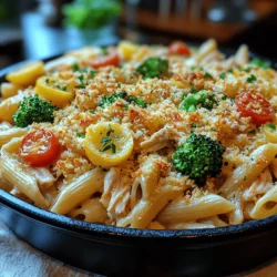If you're searching for a meal that combines vibrant flavors with the comfort of a warm, hearty dish, look no further than Zesty Lemon Parmesan Chicken Pasta Bake. This recipe is a delightful twist on the classic pasta bake, infusing it with the bright and refreshing notes of lemon and the rich, savory depth of Parmesan cheese. The result is a dish that not only satisfies but also lifts the spirit, making it perfect for family dinners or gatherings with friends.