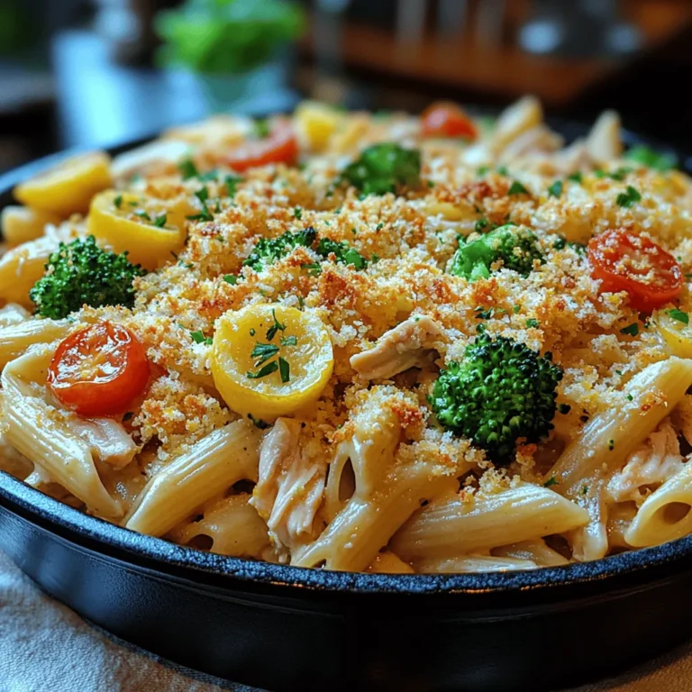 If you're searching for a meal that combines vibrant flavors with the comfort of a warm, hearty dish, look no further than Zesty Lemon Parmesan Chicken Pasta Bake. This recipe is a delightful twist on the classic pasta bake, infusing it with the bright and refreshing notes of lemon and the rich, savory depth of Parmesan cheese. The result is a dish that not only satisfies but also lifts the spirit, making it perfect for family dinners or gatherings with friends.