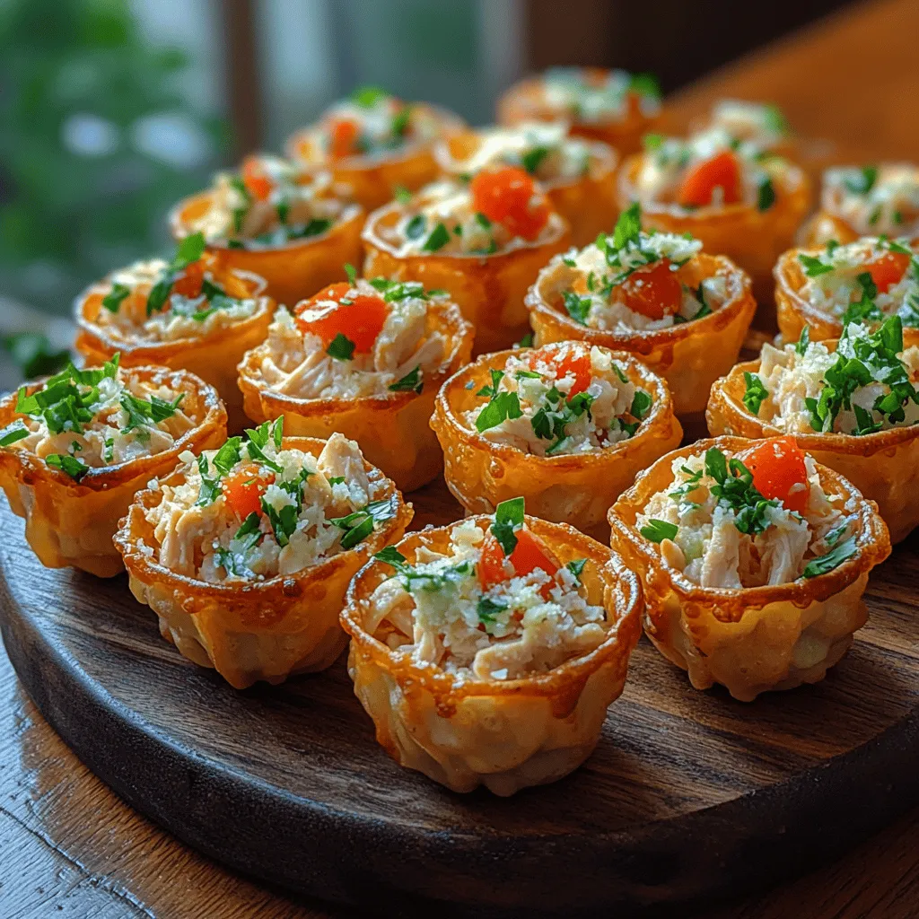 If you're looking for a crowd-pleasing appetizer that combines the classic flavors of Caesar salad with a unique twist, look no further than Mini Chicken Caesar Wonton Bites. These delightful morsels offer a perfect blend of crispy, savory, and creamy textures that make them an ideal choice for everything from casual family dinners to festive gatherings and parties. The beauty of this recipe lies not only in its flavors but also in its versatility; they can be served as finger food for a cocktail party or as a charming starter for a more formal meal.