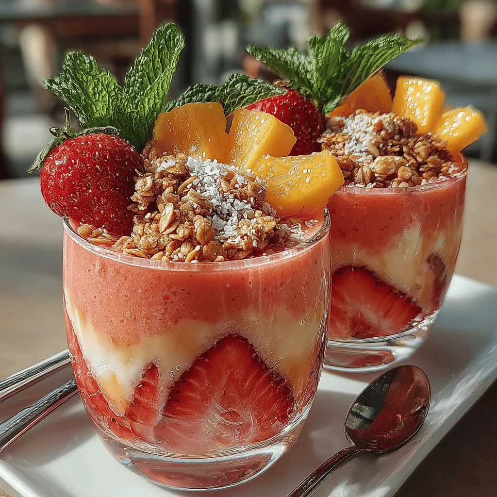 Smoothies have become increasingly popular as a healthy snack or breakfast option, appealing to health enthusiasts and busy individuals alike. Their versatility and ease of preparation make them a go-to choice for anyone looking to incorporate more fruits and nutrients into their diet. Among the myriad of smoothie recipes, the Tropical Bliss Strawberry Mango Smoothie Cups stand out with their vibrant flavors and refreshing tropical essence. This delightful recipe not only tantalizes the taste buds but also packs a nutritional punch, making it an excellent choice for those seeking a quick yet wholesome meal.