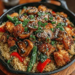 In recent years, quinoa has surged in popularity, earning its place as a staple in health-conscious kitchens around the globe. This ancient grain, once revered by the Incas, is celebrated not only for its nutty flavor and fluffy texture but also for its impressive nutritional profile. Packed with protein, fiber, and essential vitamins and minerals, quinoa is a versatile base for a myriad of dishes. One such delightful creation is the Mushroom & Chicken Quinoa Stir-Fry, a dish that seamlessly combines the wholesome goodness of quinoa with the savory flavors of chicken and vibrant vegetables.