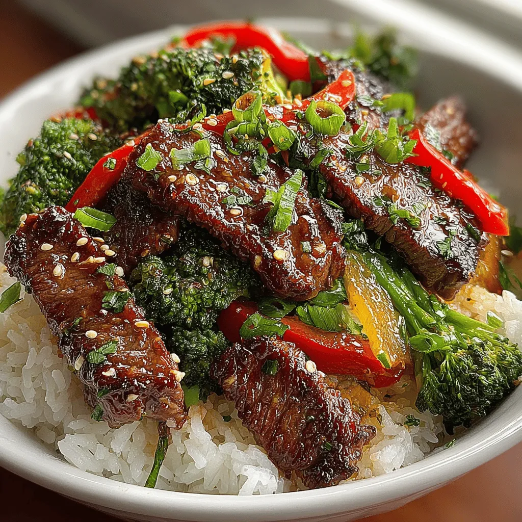 - 1 pound beef flank steak, thinly sliced against the grain - 2 cups fresh broccoli florets - 1 red bell pepper, sliced - 3 tablespoons soy sauce - 1 tablespoon oyster sauce - 2 tablespoons vegetable oil - 2 cloves garlic, minced - 1 teaspoon ginger, minced - Salt and pepper to taste - Optional: Cooked rice or noodles for serving