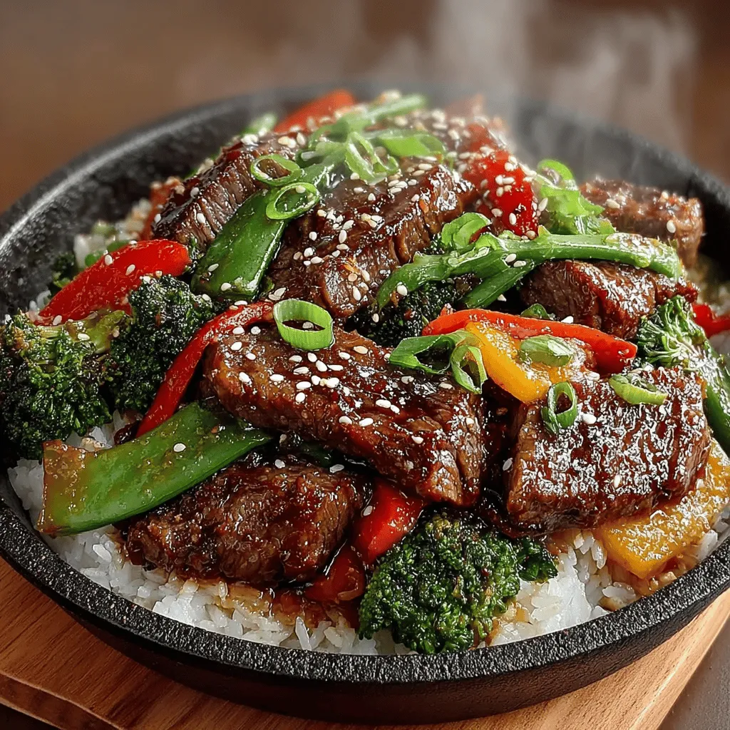 Sizzling Beef & Veggie Delight is a vibrant and flavorful dish that seamlessly blends tender beef sirloin with a colorful array of fresh vegetables. This mouthwatering stir-fry not only captivates your palate but also serves as a quick and nutritious meal option, perfect for busy weeknights or special family gatherings. The combination of garlic, ginger, and savory sauces creates a delicious harmony of flavors that will leave you craving more.