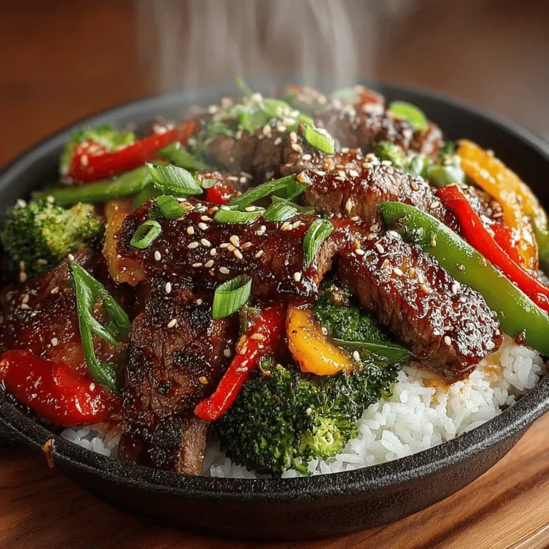 Sizzling Beef & Veggie Delight is a vibrant and flavorful dish that seamlessly blends tender beef sirloin with a colorful array of fresh vegetables. This mouthwatering stir-fry not only captivates your palate but also serves as a quick and nutritious meal option, perfect for busy weeknights or special family gatherings. The combination of garlic, ginger, and savory sauces creates a delicious harmony of flavors that will leave you craving more.