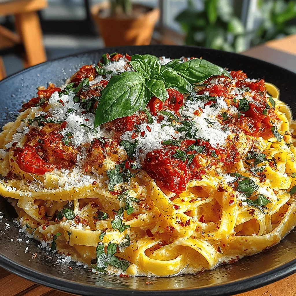 Homemade pasta dishes have a unique ability to evoke warmth and comfort, transforming any meal into a heartfelt experience. Among the plethora of pasta recipes, <strong>Creamy Tomato Basil Bliss</strong> stands out as a delightful fusion of flavor and simplicity. This dish encapsulates the essence of Italian cuisine, combining rich creaminess with the vibrant freshness of basil and the comforting warmth of tomatoes. Whether it’s a cozy weeknight dinner or an elegant gathering, this recipe promises to satisfy both the palate and the soul.” /></p>
</p>
<p>Creating a delightful dish like Creamy Tomato Basil Bliss is not just about following a recipe; it’s about enhancing flavors and enjoying the process of cooking. The right seasoning can elevate your dish from good to extraordinary. Adding red pepper flakes is a fantastic option for those who enjoy a hint of heat. This spice not only complements the creamy tomato sauce but also brings depth to the overall flavor profile. Now, let’s dive into the step-by-step instructions to craft this blissful meal.</p>
</p>
<h2>Step-by-Step Instructions for Crafting Creamy Tomato Basil Bliss</h2>
</p>
<h3>Cooking the Pasta to Perfection</h3>
</p>
<p>1. <strong>Boil the Water:</strong> Start by filling a large pot with water, ensuring there’s enough room for the pasta to move freely. Add a generous pinch of salt to the water; this enhances the pasta’s overall flavor.</p>
</p>
<p>2. <strong>Bring to a Boil:</strong> Place the pot on high heat and bring the water to a rolling boil. It’s crucial to wait until the water is truly boiling before adding the pasta.</p>
</p>
<p>3. <strong>Add the Pasta:</strong> Once the water is boiling, add your chosen pasta—spaghetti, fettuccine, or penne work particularly well with this sauce. Stir the pasta gently to prevent sticking.</p>
</p>
<p>4. <strong>Cook Al Dente:</strong> Check the pasta package for the recommended cooking time. For al dente pasta, aim to cook it for about 1-2 minutes less than the package instructions. This will ensure a firm texture that holds up well when combined with the sauce.</p>
</p>
<p>5. <strong>Reserve Pasta Water:</strong> Before draining the pasta, carefully scoop out about 1 cup of the pasta water and set it aside. This starchy water can be used to adjust the sauce’s consistency later.</p>
</p>
<p>6. <strong>Drain the Pasta:</strong> Once the pasta is cooked to your liking, drain it in a colander but do not rinse. Rinsing removes the starch that helps the sauce adhere to the pasta.</p>
</p>
<h3>Creating the Sauce: From Garlic to Creaminess</h3>
</p>
<p>1. <strong>Sauté the Aromatics:</strong> In a large skillet or saucepan, heat 2 tablespoons of olive oil over medium heat. Add 3-4 minced garlic cloves and sauté for 1-2 minutes, or until fragrant. Be careful not to burn the garlic, as it can turn bitter.</p>
</p>
<p>2. <strong>Add Tomatoes:</strong> Stir in a can of crushed tomatoes (28 ounces) and season with salt, pepper, and a pinch of sugar to balance the acidity. If you like a bit of heat, sprinkle in some red pepper flakes at this stage. Allow the mixture to simmer for about 10 minutes, stirring occasionally.</p>
</p>
<p>3. <strong>Incorporate Cream:</strong> After the tomatoes have simmered, reduce the heat to low and stir in 1 cup of heavy cream. Mix well and let it simmer gently for another 5 minutes. This will create a rich, creamy texture.</p>
</p>
<p>4. <strong>Add Fresh Basil:</strong> Just before serving, add a generous handful of fresh basil leaves (about 1 cup, torn) to the sauce. Stir until the basil wilts, releasing its aromatic oils into the sauce.</p>
</p>
<h3>Achieving the Ideal Sauce Consistency</h3>
</p>
<p>1. <strong>Adjust Thickness with Pasta Water:</strong> As you combine the pasta with the sauce, you may find it too thick. Use the reserved pasta water, adding it gradually—about 1/4 cup at a time—until the sauce reaches your desired consistency. This starchy water not only thins the sauce but also helps it cling to the pasta beautifully.</p>
</p>
<p>2. <strong>Taste and Adjust:</strong> Always taste your sauce before serving. You can add more salt, pepper, or red pepper flakes based on your preference.</p>
</p>
<h3>Combining Flavors: Tossing Pasta with Sauce</h3>
</p>
<p>1. <strong>Combine Pasta and Sauce:</strong> Add the drained pasta directly into the skillet with the creamy tomato sauce. Use tongs or a large fork to gently toss the pasta, ensuring every piece is coated in the luscious sauce.</p>
</p>
<p>2. <strong>Heat Through:</strong> Allow the combined pasta and sauce to heat through for an additional minute or two, stirring occasionally. This step ensures the pasta absorbs some of the sauce flavors.</p>
</p>
<h2>Serving Suggestions for Creamy Tomato Basil Bliss</h2>
</p>
<h3>Presentation Tips</h3>
</p>
<p>To elevate your Creamy Tomato Basil Bliss, consider these presentation tips:</p>
</p>
<p>– <strong>Garnish:</strong> Finish the dish with a sprinkle of freshly grated Parmesan cheese and additional torn basil leaves for a pop of color and flavor.</p>
</p>
<p>– <strong>Plate Elegantly:</strong> Use large, shallow bowls or plates to serve the pasta. This allows for a beautiful display of the creamy sauce and garnishes.</p>
</p>
<h3>Pairing Ideas: Complementing Your Meal</h3>
</p>
<p>To enhance your dining experience, consider pairing Creamy Tomato Basil Bliss with these side dishes and beverages:</p>
</p>
<p>– <strong>Salads:</strong> A light arugula salad dressed with lemon vinaigrette provides a refreshing contrast to the richness of the pasta.</p>
</p>
<p>– <strong>Garlic Bread:</strong> Serve with warm, crusty garlic bread to soak up the delicious sauce.</p>
</p>
<p>– <strong>Wine Pairing:</strong> A chilled glass of Sauvignon Blanc or a light-bodied red, such as Pinot Noir, complements the flavors beautifully.</p>
</p>
<h2>Nutritional Insights: A Balanced Approach</h2>
</p>
<p>Creamy Tomato Basil Bliss is not only delicious but also offers various nutritional benefits:</p>
</p>
<p>– <strong>Protein Content:</strong> The heavy cream adds a source of protein, while the pasta contributes carbohydrates for energy.</p>
</p>
<p>– <strong>Healthy Fats:</strong> Olive oil used in the sauce provides healthy monounsaturated fats, which are beneficial for heart health.</p>
</p>
<p>– <strong>Fresh Ingredients:</strong> The inclusion of fresh tomatoes and basil ensures that you’re getting vitamins and antioxidants. Tomatoes are rich in vitamin C and lycopene, making them a healthy choice.</p>
</p>
<h2>Conclusion: Embracing Homemade Comfort with Creamy Tomato Basil Bliss</h2>
</p>
<p>Preparing and enjoying Creamy Tomato Basil Bliss is a celebration of simple, fresh ingredients and comforting flavors. This recipe is not only easy to make, but it also delivers a delightful culinary experience that can be enjoyed on any occasion—from casual family dinners to special gatherings with friends. The balance of creamy sauce, fresh basil, and perfectly cooked pasta creates a dish that is both satisfying and memorable.</p>
</p>
<p>As you embrace the art of homemade cooking, remember that each step in this recipe contributes to the final dish’s charm. The joy of crafting meals from scratch, combined with the satisfaction of sharing them with loved ones, is what makes cooking a rewarding endeavor. So, gather your ingredients, follow the steps, and indulge in the bliss of this creamy tomato basil delight that promises to warm your heart and tantalize your taste buds.</p>
</div>