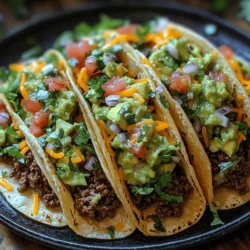 - 1 pound ground beef - 1 tablespoon olive oil - 1 teaspoon chili powder - 1 teaspoon cumin - 1 teaspoon garlic powder - 1 teaspoon onion powder - 1 teaspoon paprika - Salt and pepper to taste - 8 small corn or flour tortillas - 1 ripe avocado, diced - 1 small red onion, finely chopped - 1 medium tomato, diced - 1 lime, juiced - Fresh cilantro, chopped (optional)