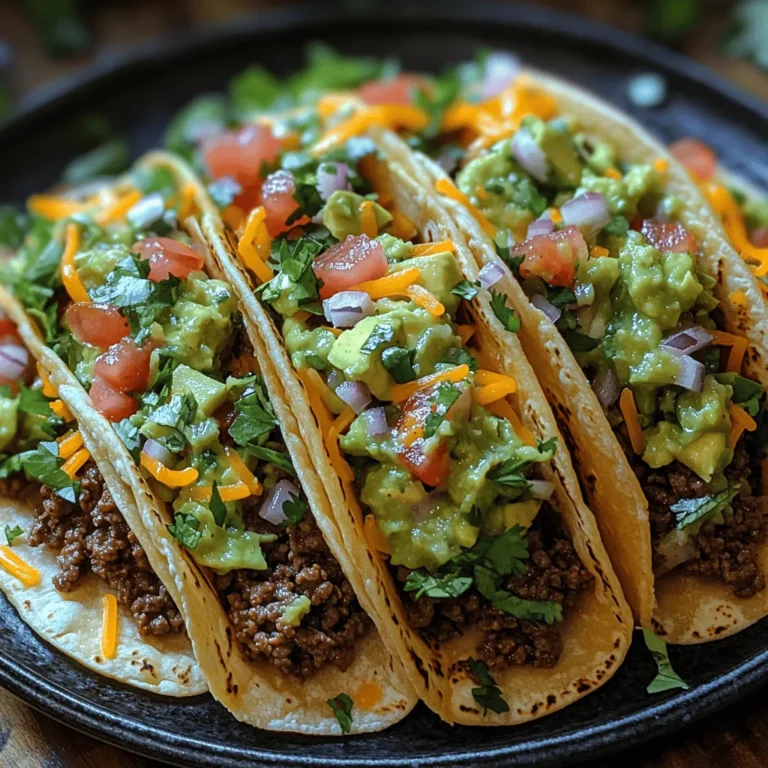 - 1 pound ground beef - 1 tablespoon olive oil - 1 teaspoon chili powder - 1 teaspoon cumin - 1 teaspoon garlic powder - 1 teaspoon onion powder - 1 teaspoon paprika - Salt and pepper to taste - 8 small corn or flour tortillas - 1 ripe avocado, diced - 1 small red onion, finely chopped - 1 medium tomato, diced - 1 lime, juiced - Fresh cilantro, chopped (optional)