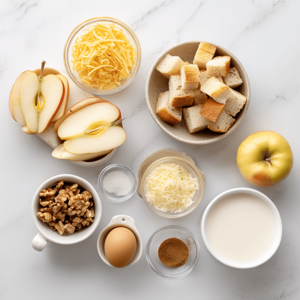 Ingredients for Baked Cheesy Apple Casserole for an Easy Fall Family Favorite