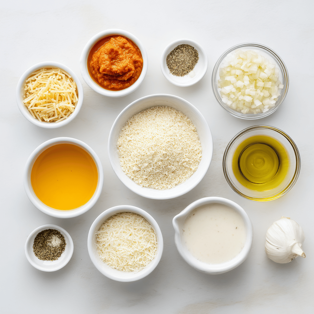 Ingredients for One-Pan Cheesy Pumpkin Pasta for a Fast Family Dinner