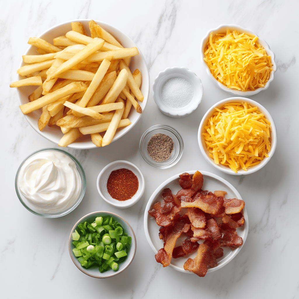 Ingredients for Quick Loaded Fries with a Cheesy Comfort Spin